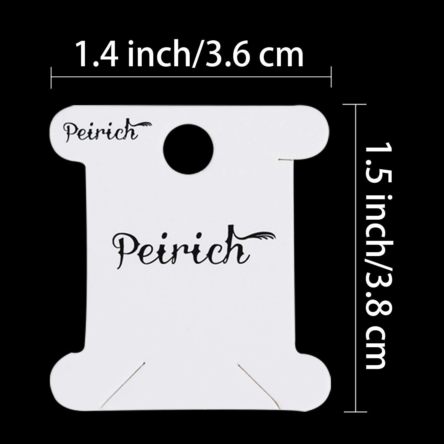 White embroidery floss bobbin with "" logo and dimensions labeled 1.4 inch/3.6 cm and 1.5 inch/3.8 cm