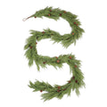 9ft artificial cypress cedar and pine cone garland on white background