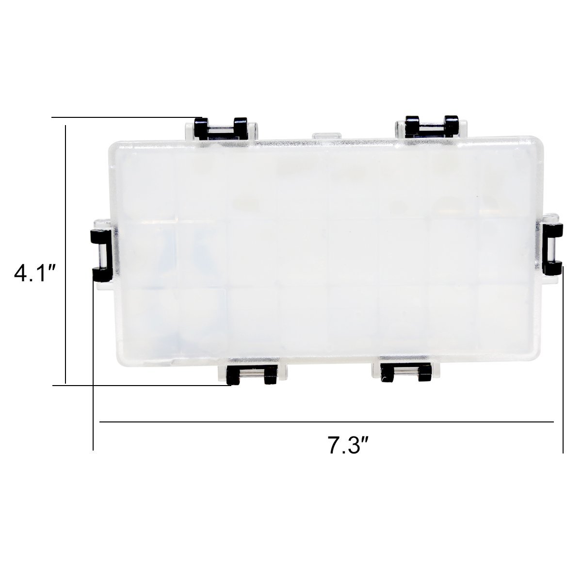Airtight paint storage palette box with 24 deep wells, shown from above with dimensions 4.1 inches by 7.3 inches indicated.