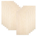 Ten thin balsa wood sheets arranged in a staggered fanned pattern on a white background.
