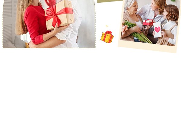 Two women and a girl giving flowers and gifts to an older woman, celebrating a special occasion.