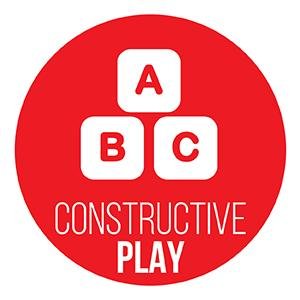 Red circle graphic with white blocks labeled A, B, C and text 'CONSTRUCTIVE PLAY'