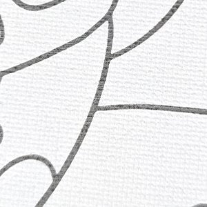 Close-up of a pre-drawn canvas with abstract grey lines on a textured white surface.