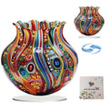 Double-sided acrylic vase diamond painting kit with colorful beads and gems, shown with a smaller example and packaging.