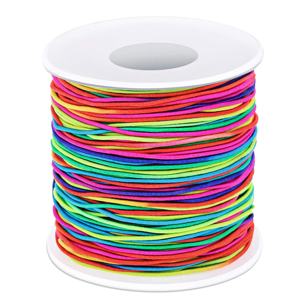 Spool of rainbow elastic cord for jewelry making, fabric-coated stretch string
