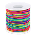 Spool of rainbow elastic cord for jewelry making, fabric-coated stretch string