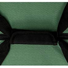 Close-up of a green Christmas tree storage bag handle and zipper detail.
