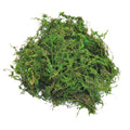 Pile of bright green decorative moss for crafts and centerpieces, isolated on white background.