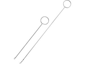 Two metal blocking wires with loops for knitting and crochet
