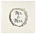 Ivory wedding scrapbook album cover with a circular olive branch design and 'Mr. & Mrs.' text in the center.