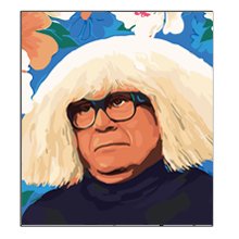 Paint by Numbers kit canvas featuring a portrait of a man with white hair and glasses against a floral background.