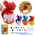 Paint-your-own dragon lamp craft kit with paints, brushes, palette, and multiple dragon figures.