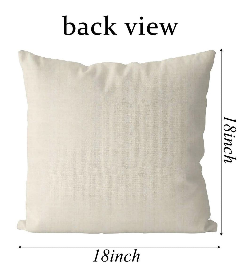 Back view of a plain, off-white 18x18 inch pillow cover on a white background.