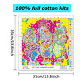 Stamped cross stitch pattern grid with color key and size indicators. The grid shows numbered sections and symbols for stitching.