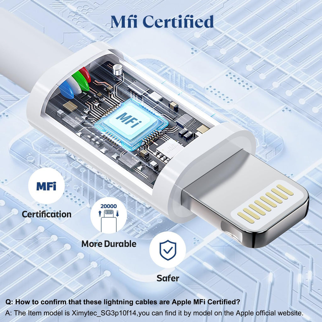 Close-up of a USB-C to Lightning cable connector showing internal components and MFi chip.