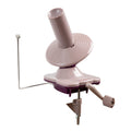 Purple yarn ball winder with clamp and handle, shown from the front-right on a white background.